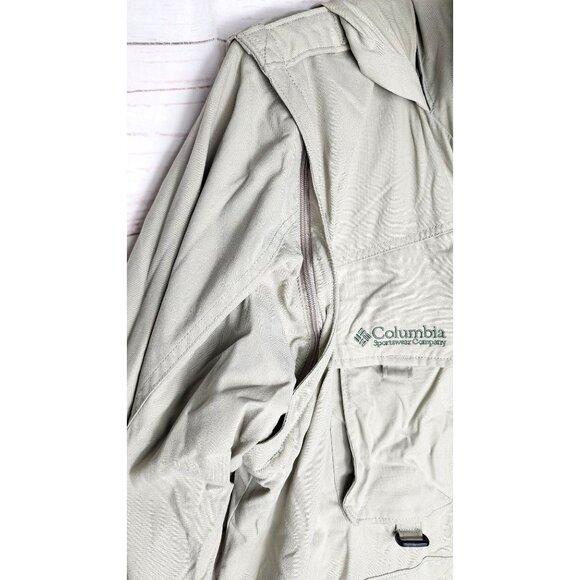 Columbia Sportswear Beige Safari Utility Jacket Multi-Pocket Pop-Out Hood - Picture 7 of 16